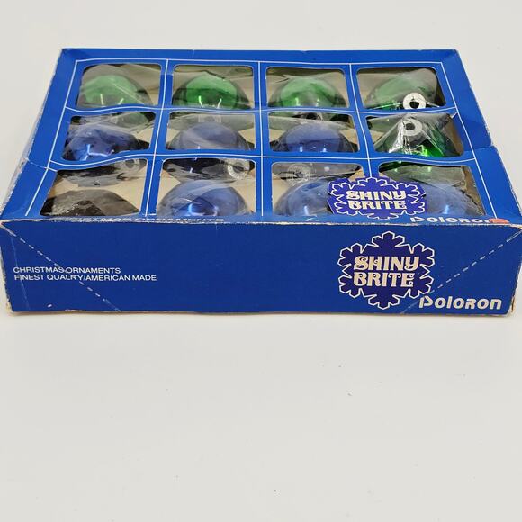 Vintage Poloron Shiny Brite Glass Ball Ornaments in Box Lot of 11 one missing - Picture 6 of 8